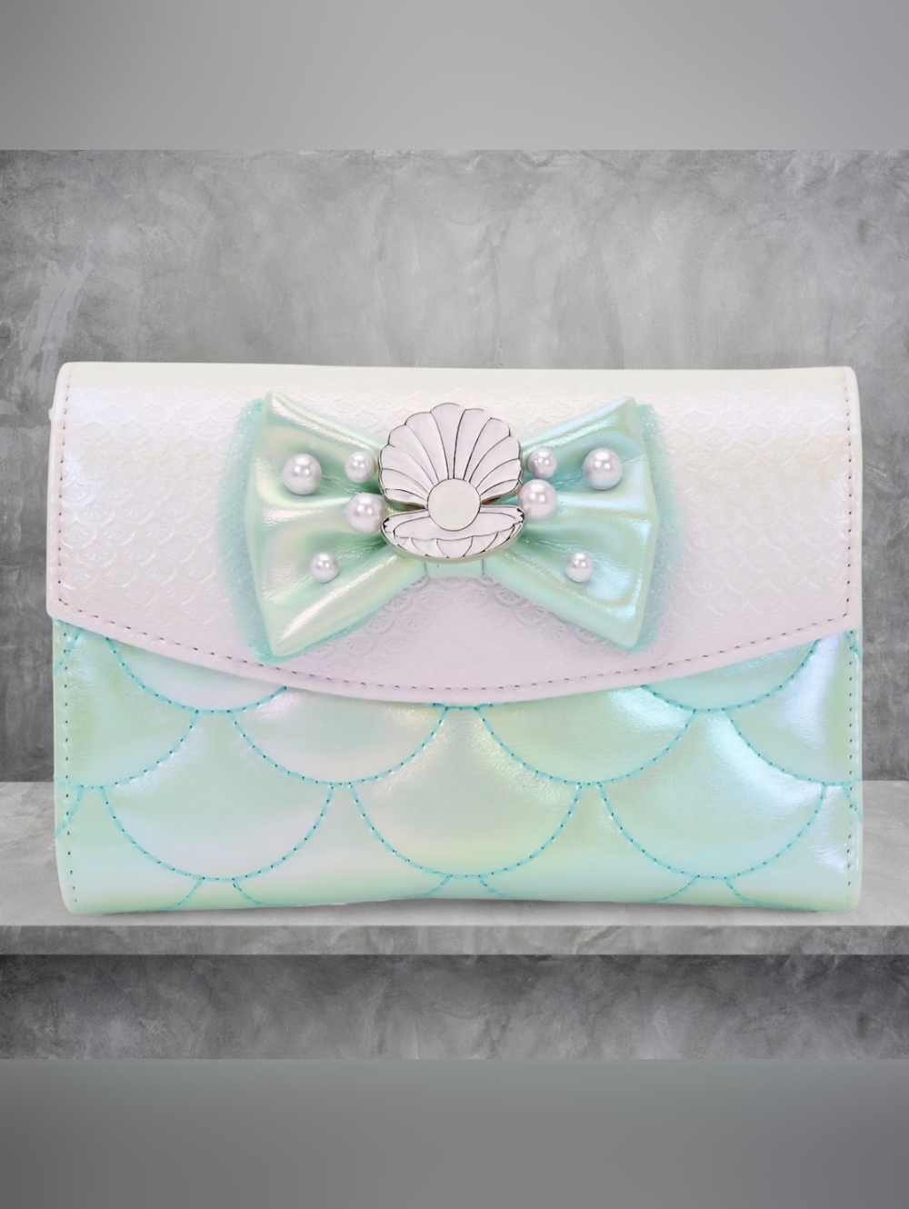 Loungefly The Little Mermaid Iridescent Pearl Flap Wallet 🦪